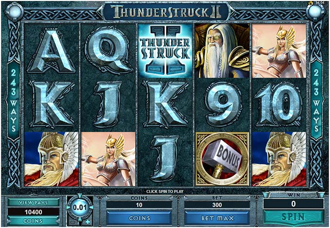 Thunderstruck II Slots game screen