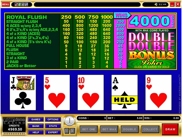 Video Poker game screen